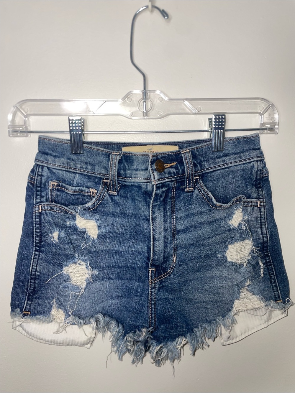 HOLLISTER Y2K Vintage Distressed High-Rise Denim Shorts Jorts